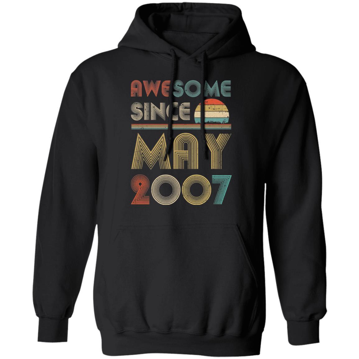 Awesome Since May 2007 Vintage 14th Birthday Gifts-T-Shirt & Hoodie-Pullover Hoodie-Black
