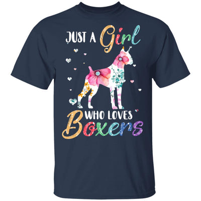 Just A Girl Who Loves Boxers Cute Boxer Lover-T-Shirt & Hoodie-Classic T-Shirt-Navy