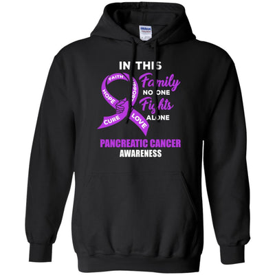 In This Family No One Fights Alone Pancreatic Cancer-T-Shirt & Hoodie-Pullover Hoodie-Black