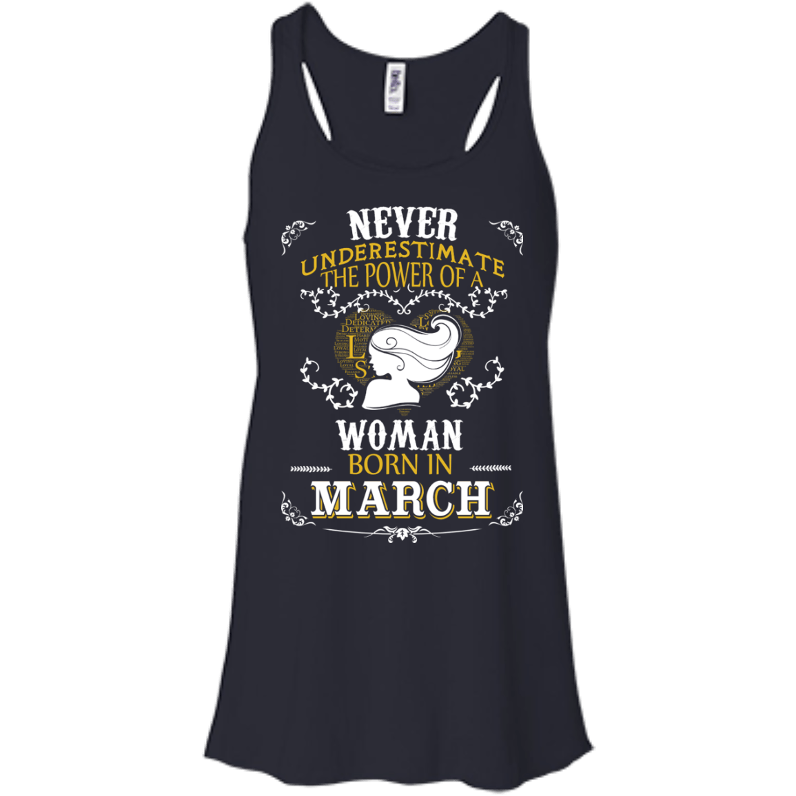 A Woman Born In MARCH-T-Shirt & Hoodie-Women's Flowy Racerback Tank-Midnight