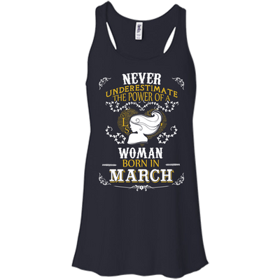 A Woman Born In MARCH-T-Shirt & Hoodie-Women's Flowy Racerback Tank-Midnight