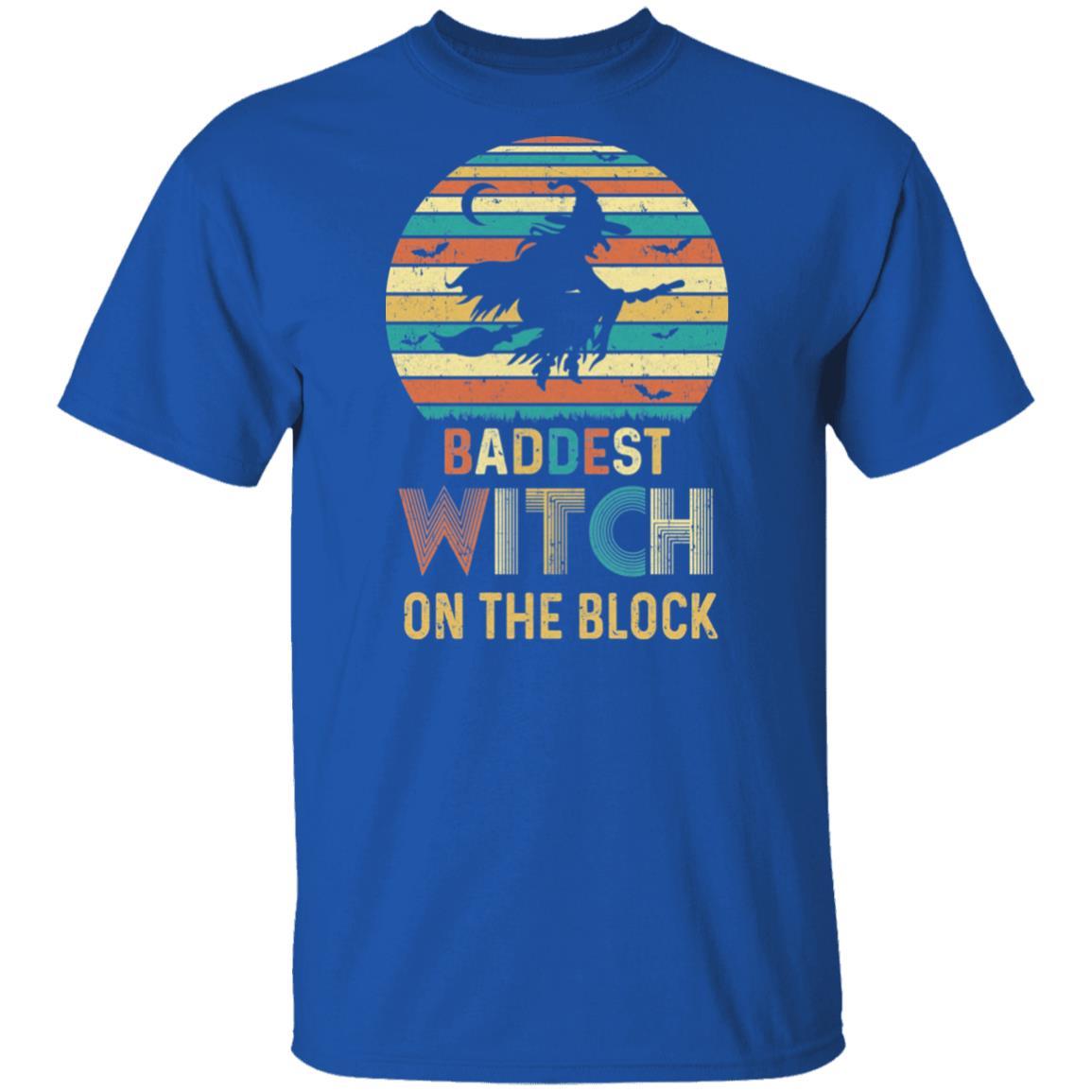 Baddest Witch On The Block Vintage Funny Halloween Gift-T-Shirt & Hoodie-Classic T-Shirt-Royal