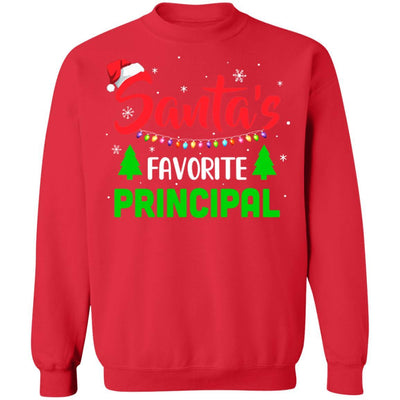 Santa's Favorite Principal Funny Christmas Xmas Gifts-T-Shirt & Sweatshirt-Crewneck Sweatshirt-Red