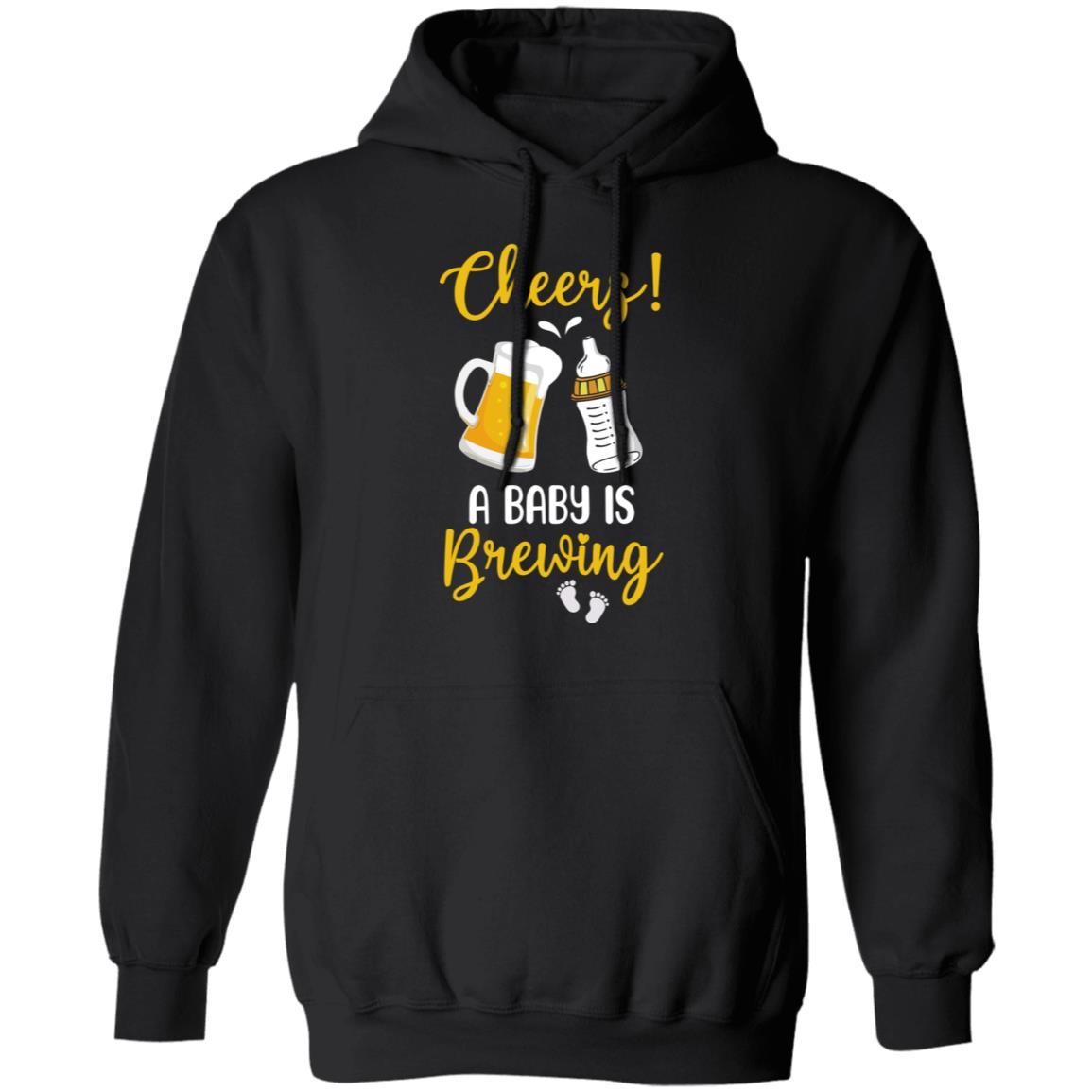 Cheers A Baby is Brewing Gender Pregnancy Announcement-T-Shirt & Hoodie-Pullover Hoodie-Black