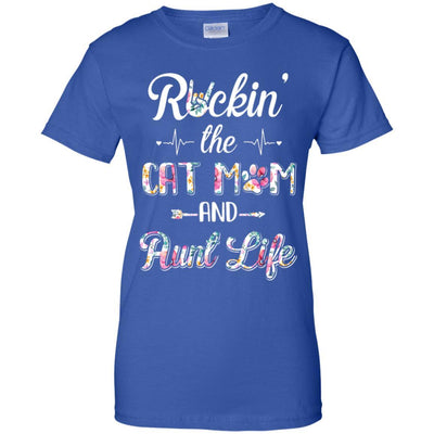 Rockin The Cat Mom Aunt Life Mothers Day Cat Lovers-T-Shirt & Tank Top-Women's T-Shirt-Royal