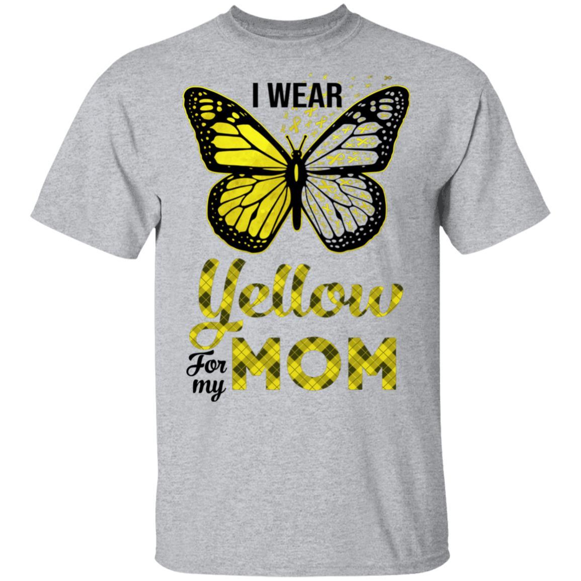 I Wear Yellow For My Mom Butterfly Sarcoma Bone Cancer-T-Shirt & Hoodie-Classic T-Shirt-Sport Grey