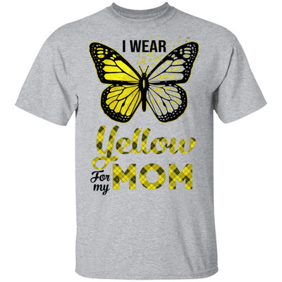 I Wear Yellow For My Mom Butterfly Sarcoma Bone Cancer-T-Shirt & Hoodie-Classic T-Shirt-Sport Grey