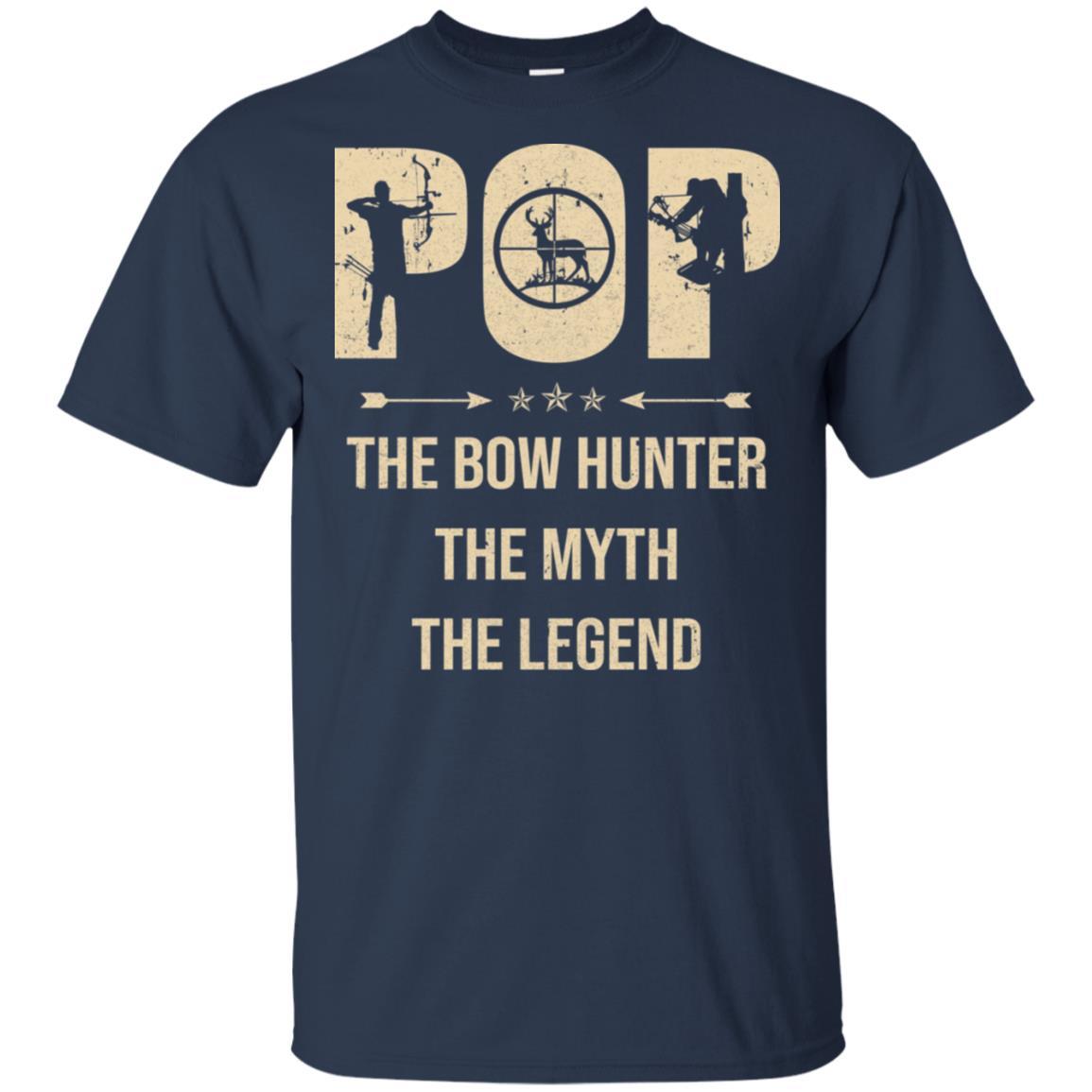 Pop The Bow Hunter The Myth The Legend Funny Hunting-T-Shirt & Hoodie-Classic T-Shirt-Navy