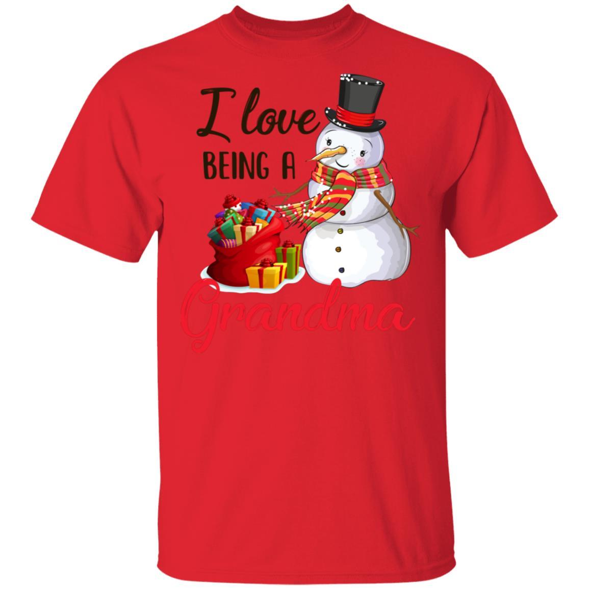 I Love Being A Grandma Snowman Gift For Christmas Day-T-Shirt & Sweatshirt-Classic T-Shirt-Red