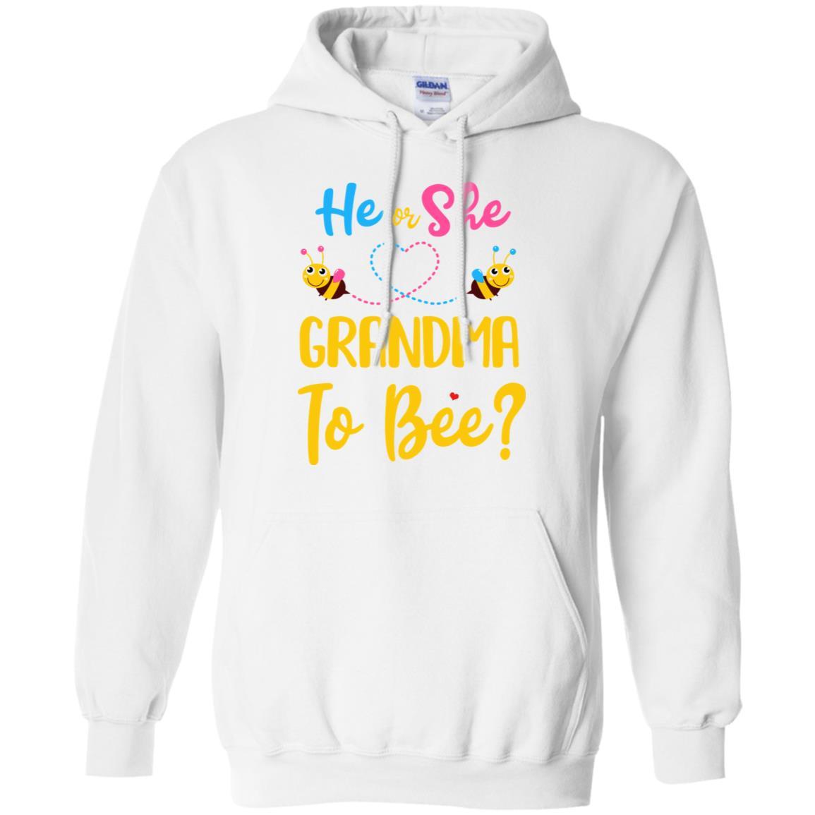Gender Reveal Pink Blue What Will It Bee He Or She Grandma-T-Shirt & Hoodie-Pullover Hoodie-White