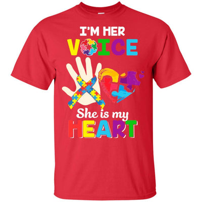 I'm Her Voice She Is My Heart Dad Mom Autism Awareness-T-Shirt & Hoodie-Classic T-Shirt-Red