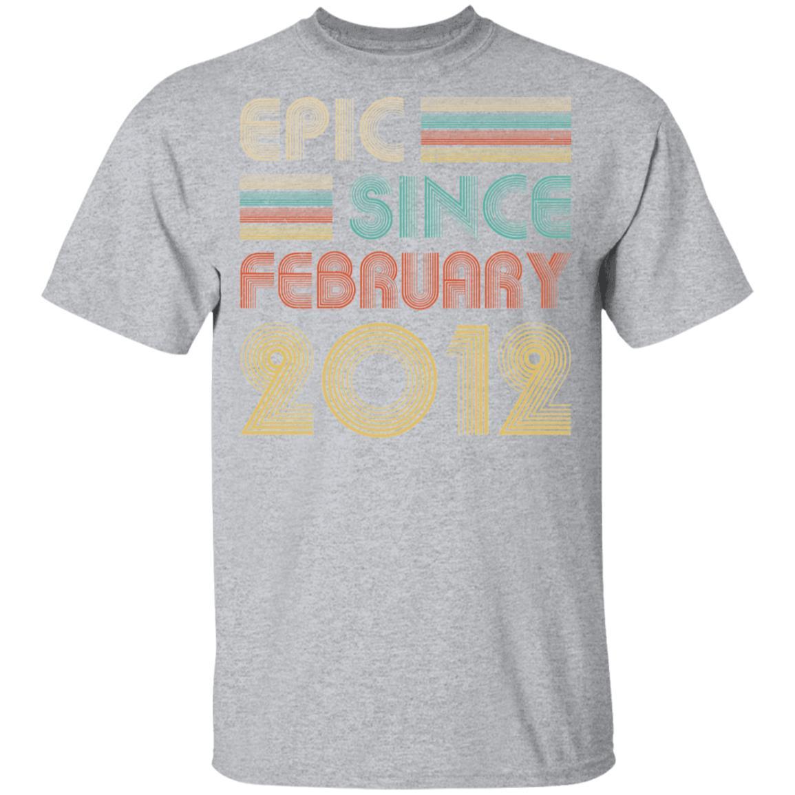 Epic Since February 2012 Vintage 9th Birthday Gifts Youth-Youth Shirt-Youth T-Shirt-Sport Grey