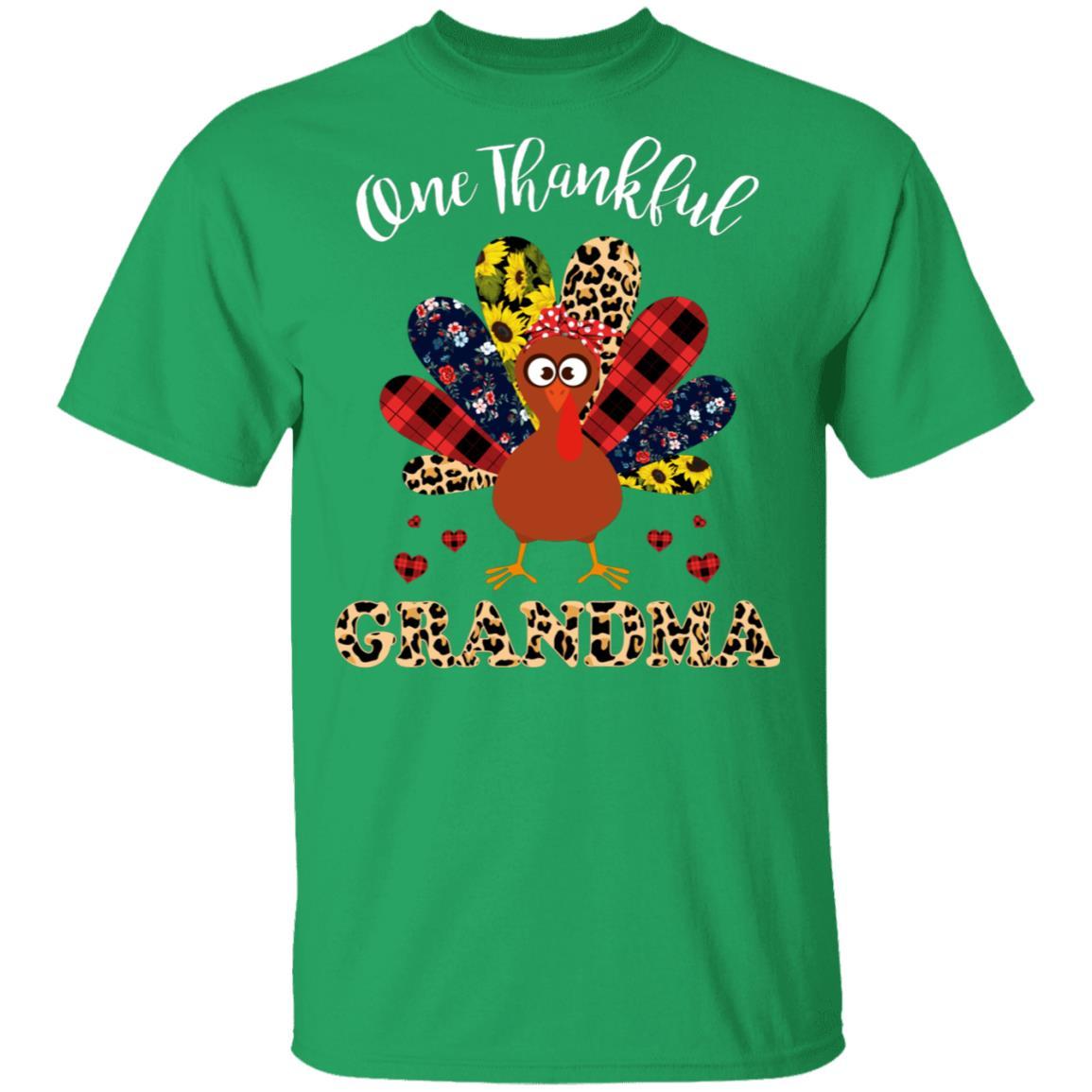 One Thankful Grandma Leopard Turkey Thanksgiving Gift-T-Shirt & Sweatshirt-Classic T-Shirt-Irish Green