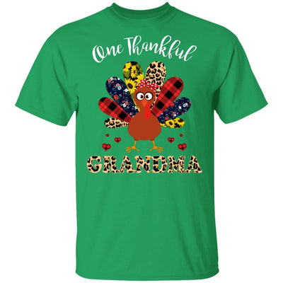 One Thankful Grandma Leopard Turkey Thanksgiving Gift-T-Shirt & Sweatshirt-Classic T-Shirt-Irish Green