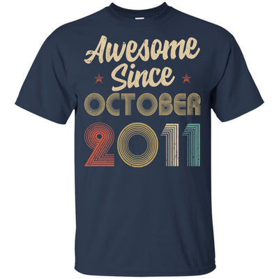Awesome Since October 2011 Vintage 10th Birthday Gifts Youth-Youth Shirt-Youth T-Shirt-Navy