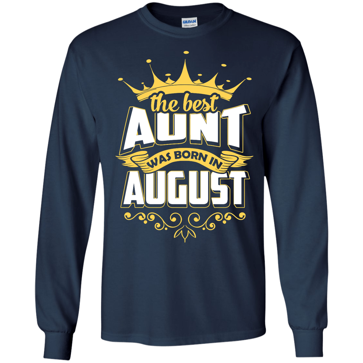 The Best Aunt Was Born In August-T-Shirt & Hoodie-Long Sleeve T-Shirt-Navy
