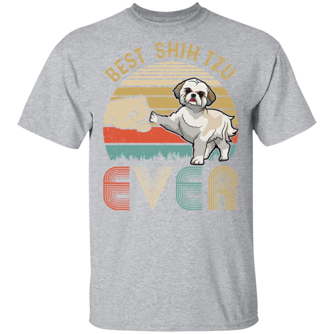 Vintage Best Shih Tzu Dad Ever Bump Fit Funny Dad Gifts-T-Shirt & Hoodie-Classic T-Shirt-Sport Grey
