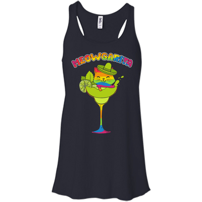 Rainbow Meowgarita Margarita Cat Lover-T-Shirt & Hoodie-Women's Flowy Racerback Tank-Midnight
