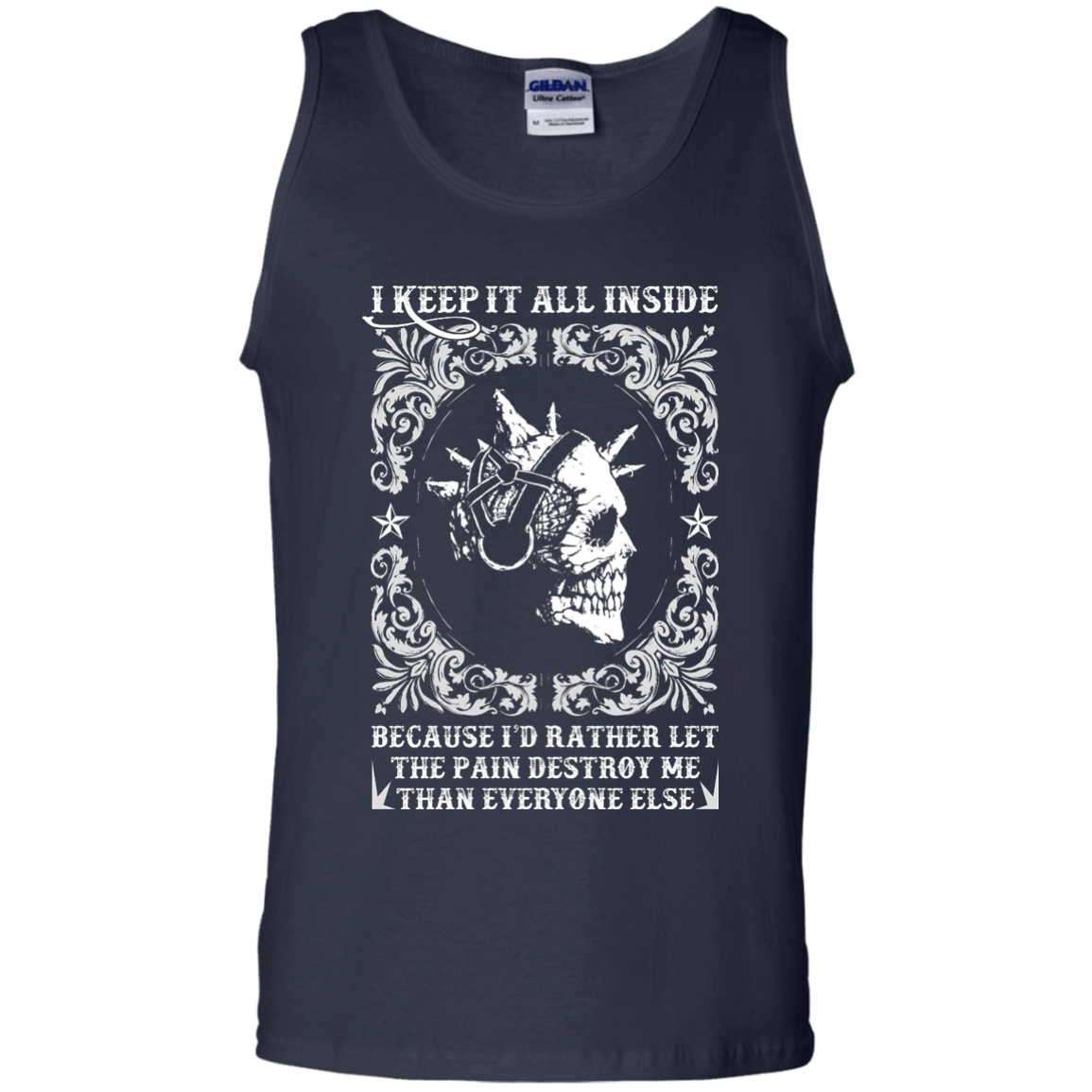 I Keep It All Inside Because I'd Rather Let The Pain Destroy Me-T-Shirt & Hoodie-Unisex Tank-Navy