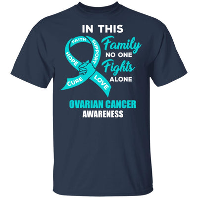In This School No One Fights Ovarian Cancer Awareness Alone-T-Shirt & Hoodie-Classic T-Shirt-Navy