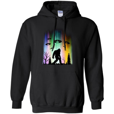 Bigfoot UFO Abduction Northern Lights Believing Gifts-T-Shirt & Hoodie-Pullover Hoodie-Black