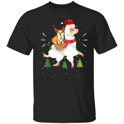 Funny Corgi Riding Llama Christmas Xmas Gifts-T-Shirt & Hoodie-Classic T-Shirt-Black