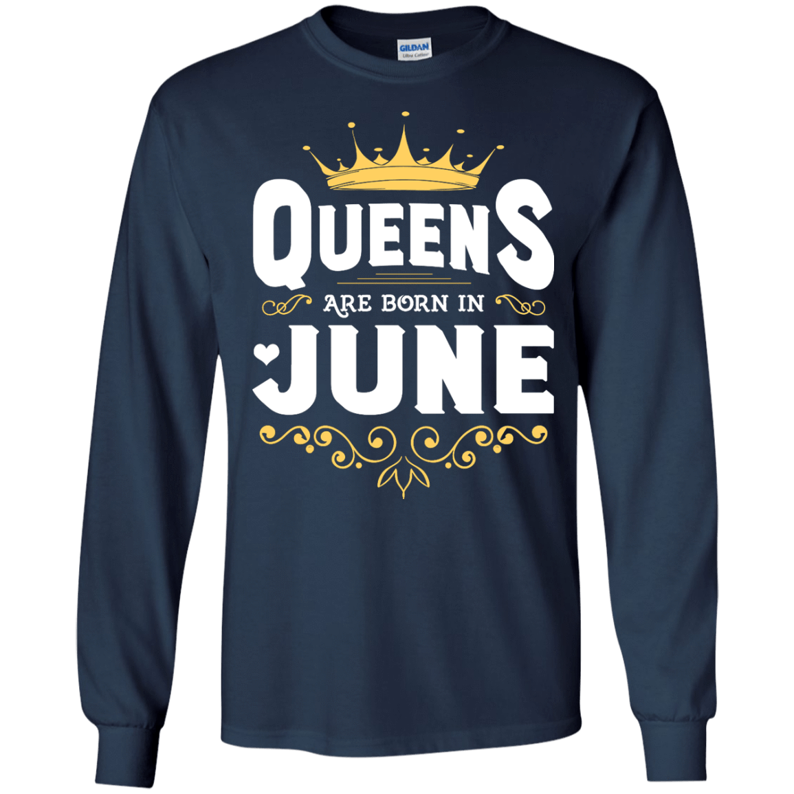 Queens Are Born In June-T-Shirt & Hoodie-Long Sleeve T-Shirt-Navy