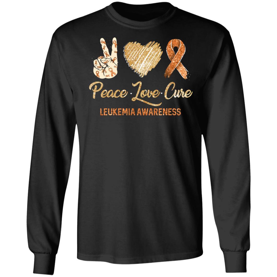 Peace Love Cure Leukemia Awareness-T-Shirt & Hoodie-Long Sleeve T-Shirt-Black