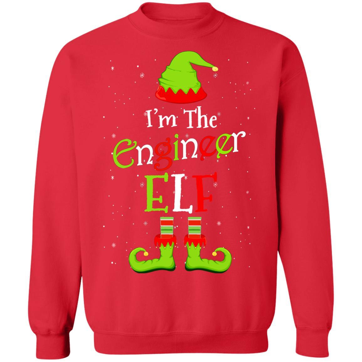 I'm The Engineer Elf Family Matching Funny Christmas Group Gift-T-Shirt & Sweatshirt-Crewneck Sweatshirt-Red