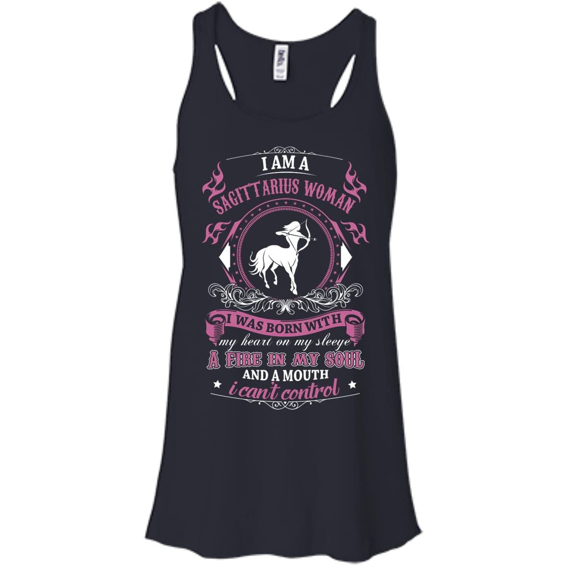 I Am A Sagittarius Woman I Was Born With-T-Shirt & Hoodie-Women's Flowy Racerback Tank-Midnight