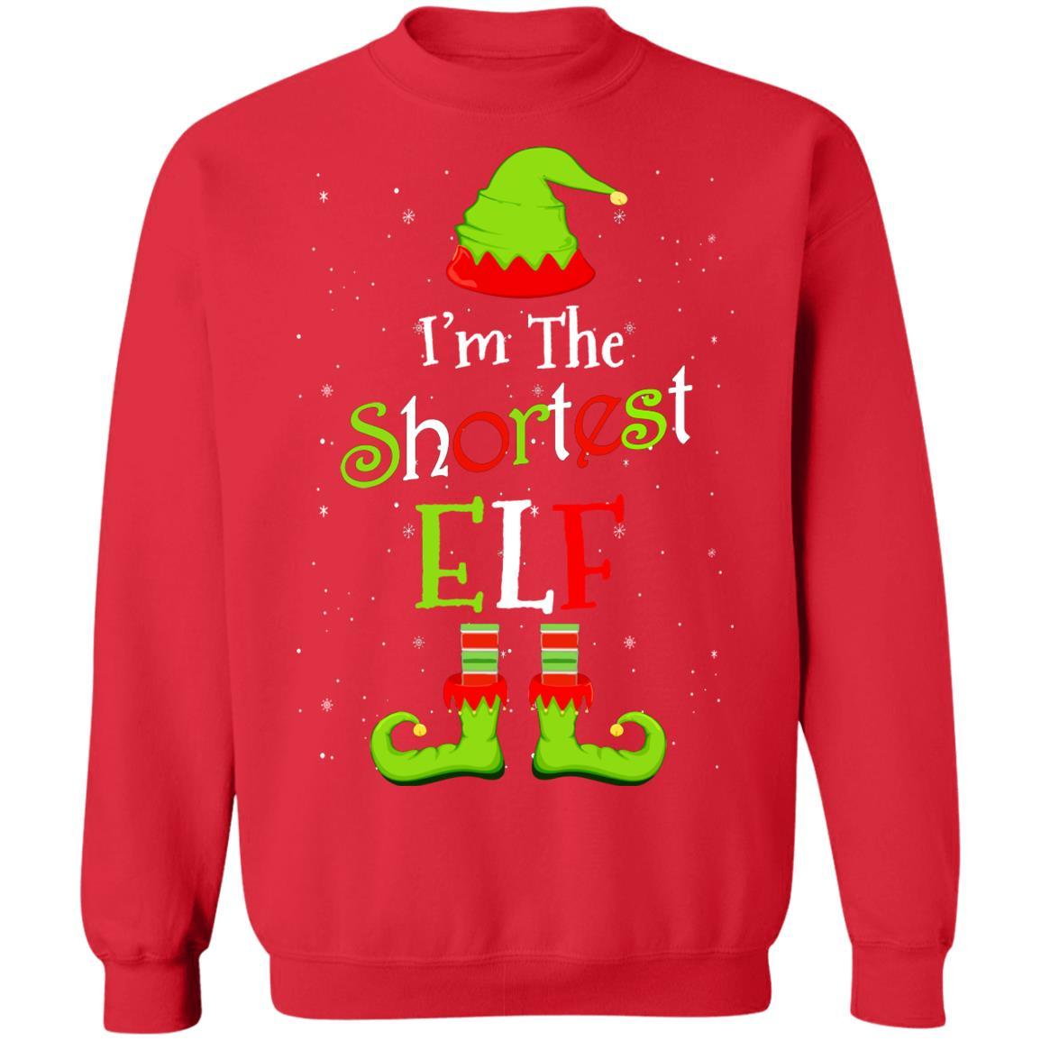 I'm The Shortest Elf Family Matching Funny Christmas Group Gift-T-Shirt & Sweatshirt-Crewneck Sweatshirt-Red