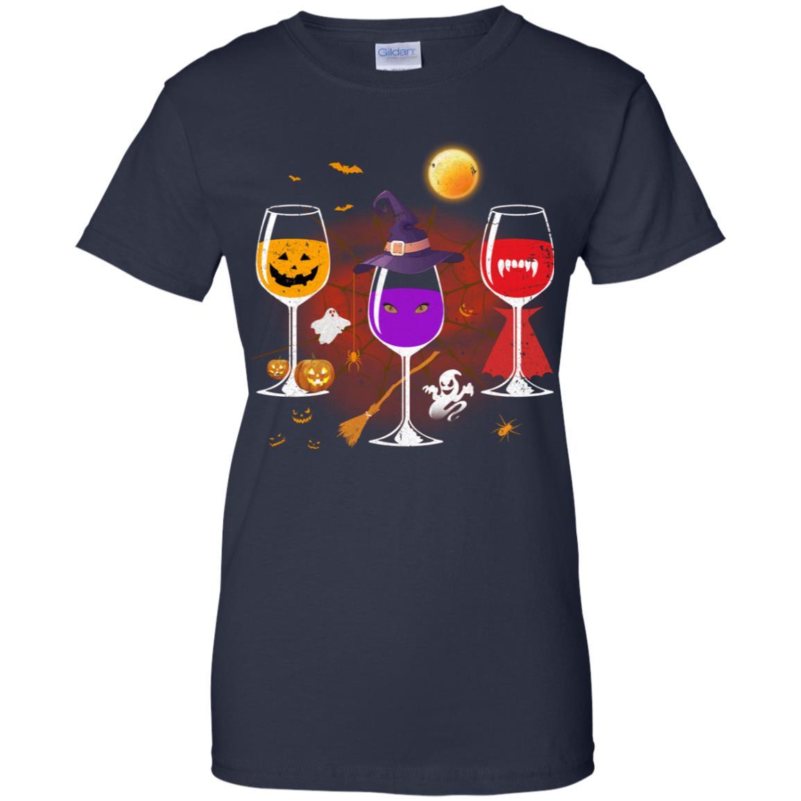 Wine Glass Of Witchcraft Funny Halloween-T-Shirt & Tank Top-Women's T-Shirt-Navy