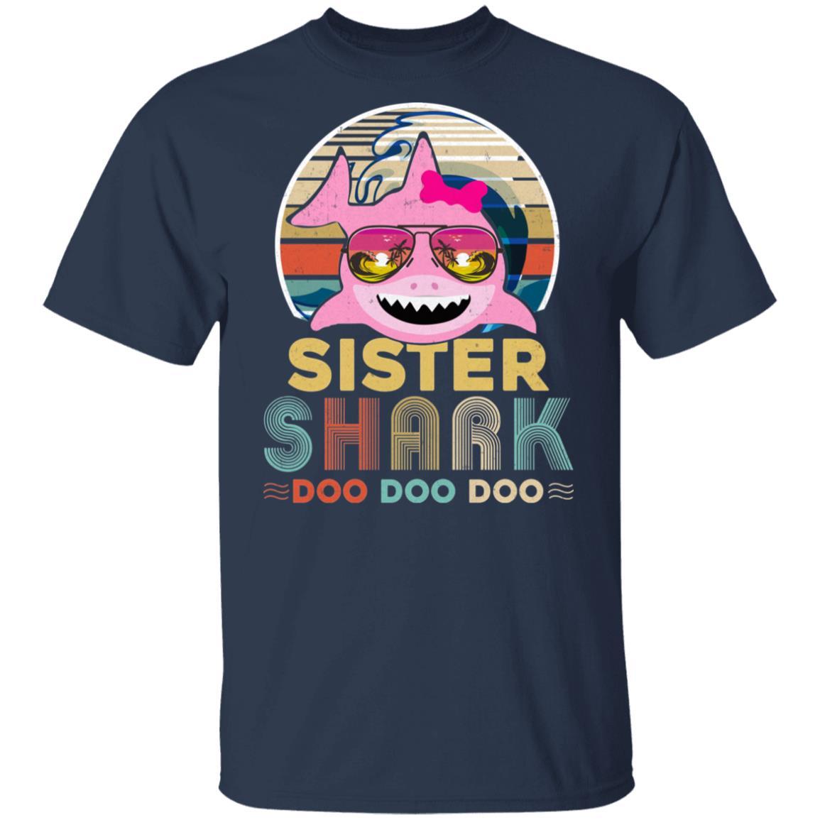 Retro Vintage Sister Shark Doo Doo Doo-T-Shirt & Hoodie-Classic T-Shirt-Navy