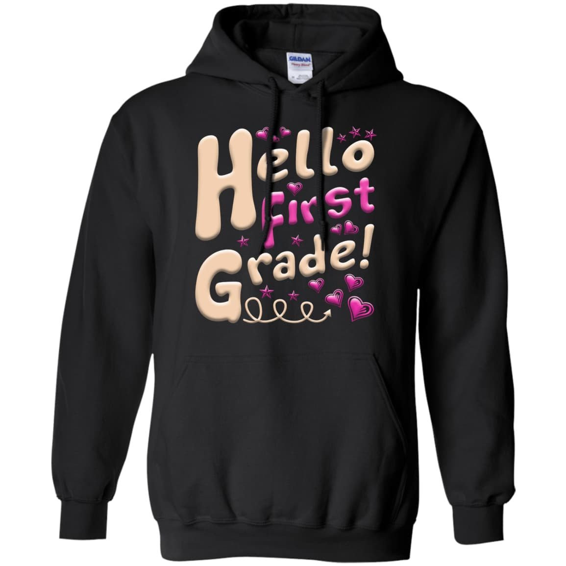 Hello First Grade First Day Of School-T-Shirt & Hoodie-Pullover Hoodie-Black