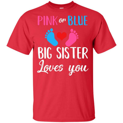 Pink Or Blue Big Sister Loves You Funny Gender Reveal Party Gift Youth-Youth Shirt-Youth T-Shirt-Red