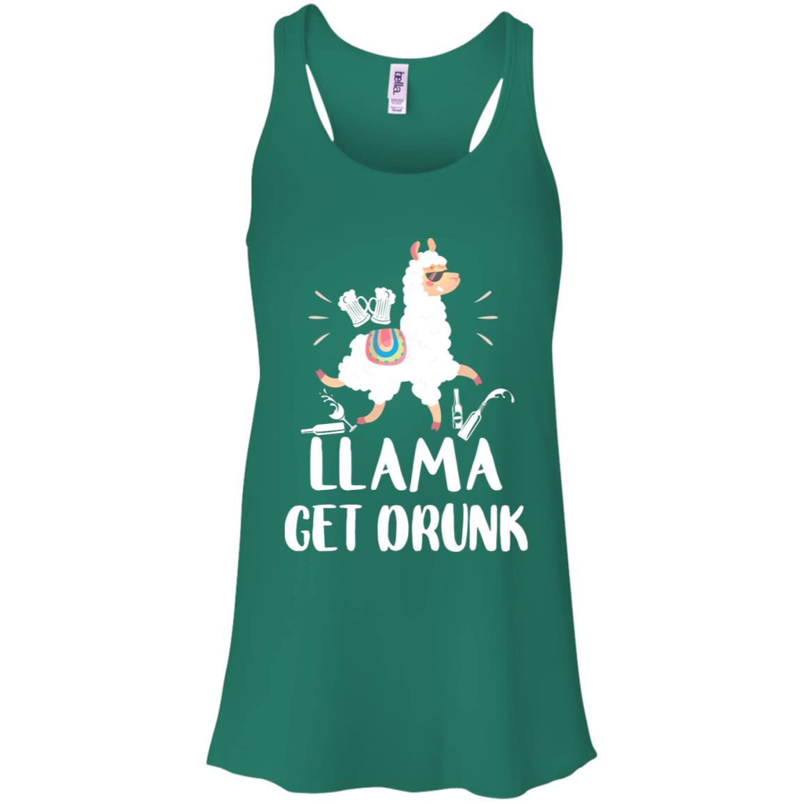 Funny Llama Get Drunk Mom Mommy Drinking Party-T-Shirt & Tank Top-Women's Flowy Racerback Tank-Kelly Green