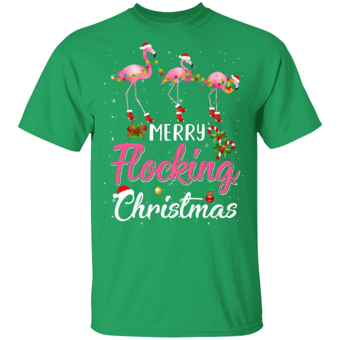 Merry Flocking Christmas Gift For Flamingo Lovers-T-Shirt & Sweatshirt-Classic T-Shirt-Irish Green