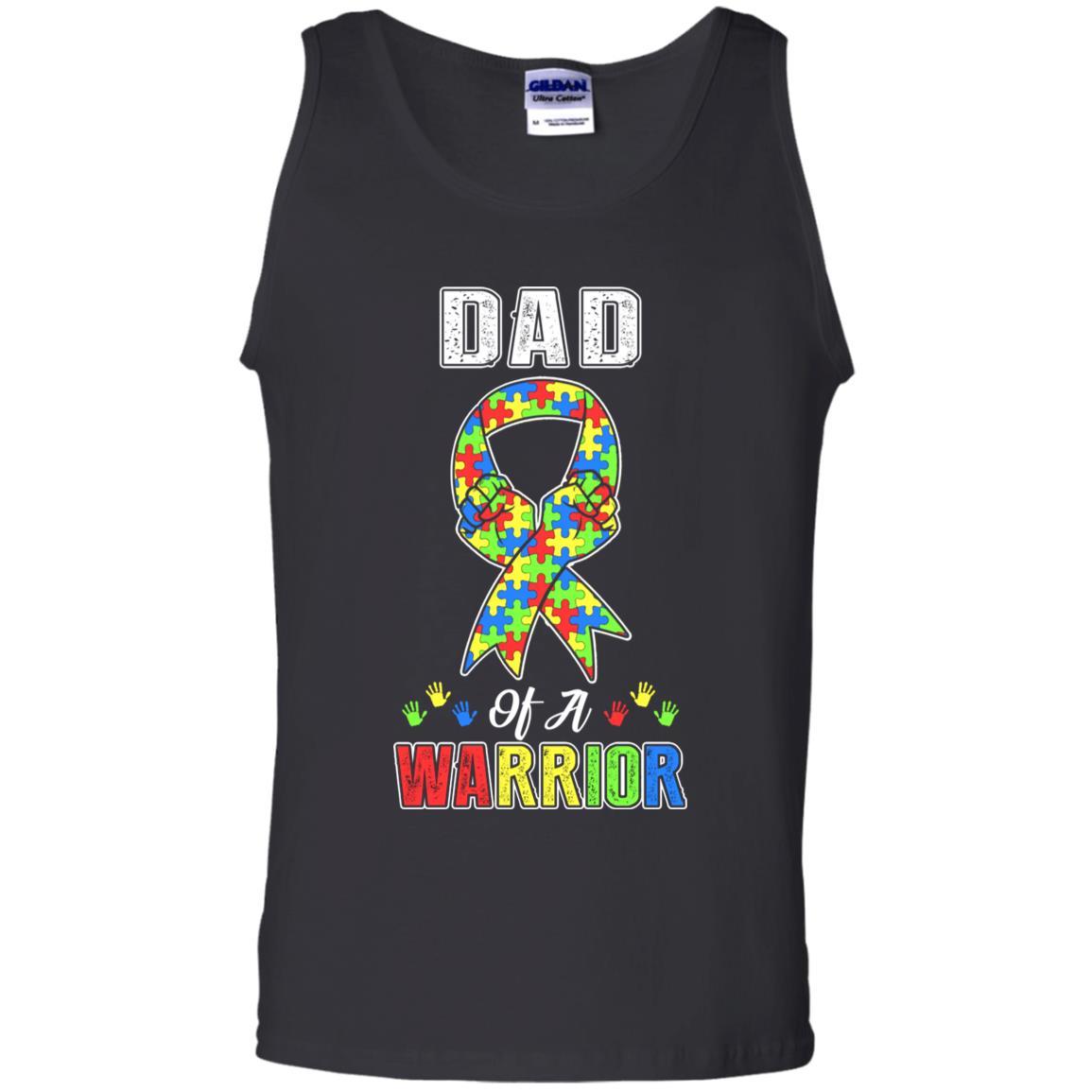 Dad Of A Warrior Support Autism Awareness Gift-T-Shirt & Hoodie-Unisex Tank-Black