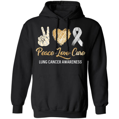 Peace Love Cure Lung Cancer Awareness-T-Shirt & Hoodie-Pullover Hoodie-Black
