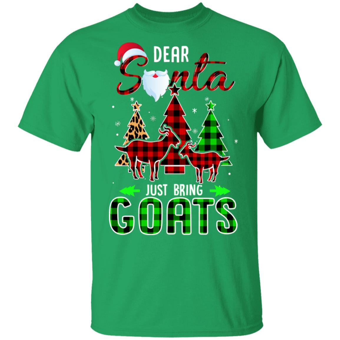 Dear Santa Just Bring Goats Christmas Gift Buffalo Plaid-T-Shirt & Sweatshirt-Classic T-Shirt-Irish Green