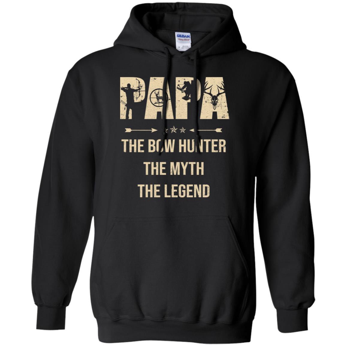 Papa The Bow Hunter The Myth The Legend Funny Hunting-T-Shirt & Hoodie-Pullover Hoodie-Black