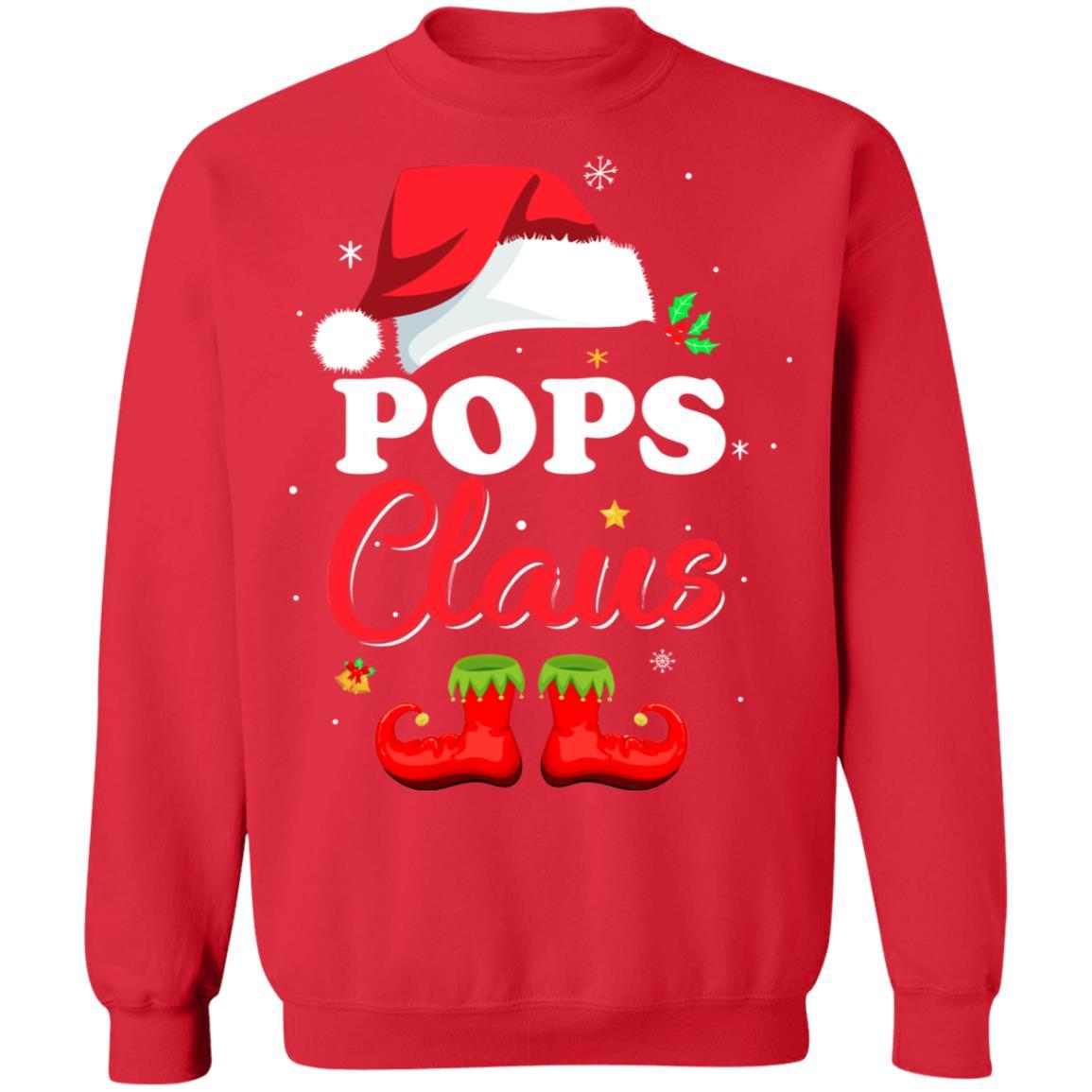 Santa Pops Claus Matching Family Pajamas Christmas Gifts-T-Shirt & Sweatshirt-Crewneck Sweatshirt-Red