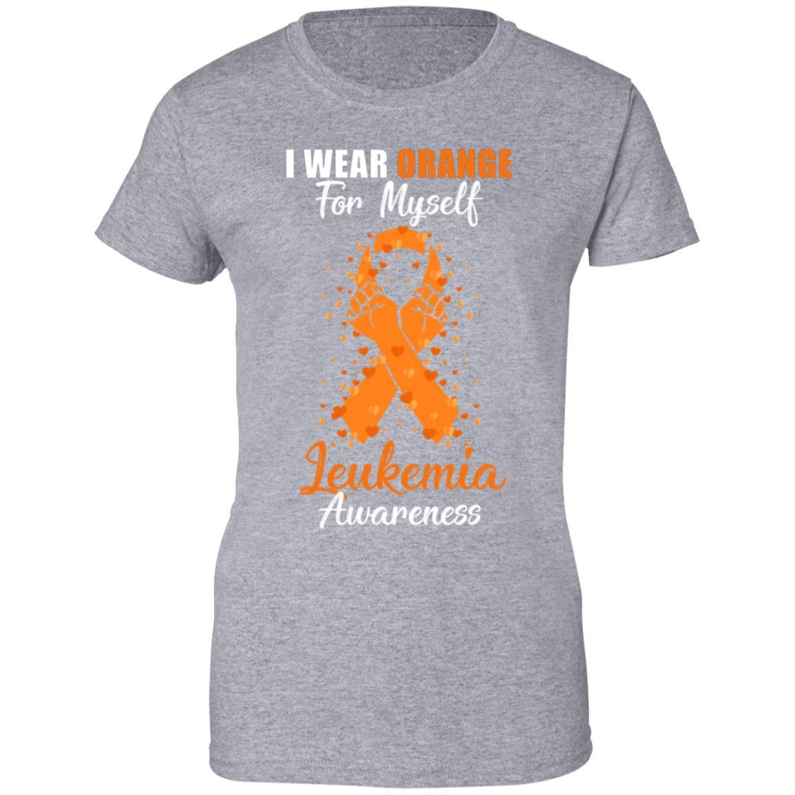 I Wear Orange For Myself Support Leukemia Awareness-T-Shirt & Hoodie-Women's T-Shirt-Sport Grey