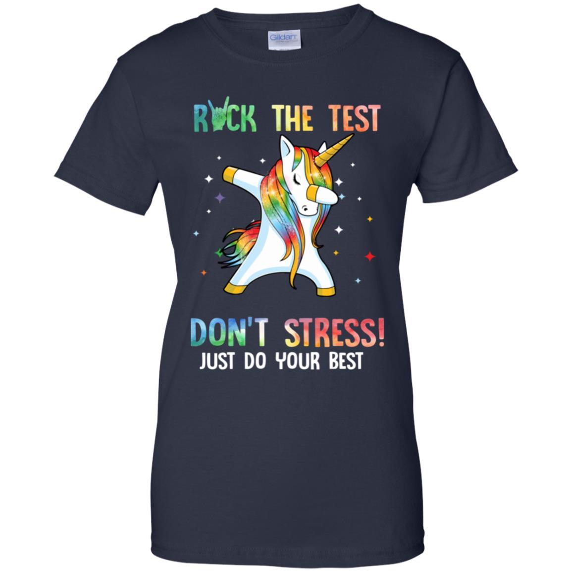 Rock The Test Funny School Unicorn Student Teacher-T-Shirt & Hoodie-Women's T-Shirt-Navy