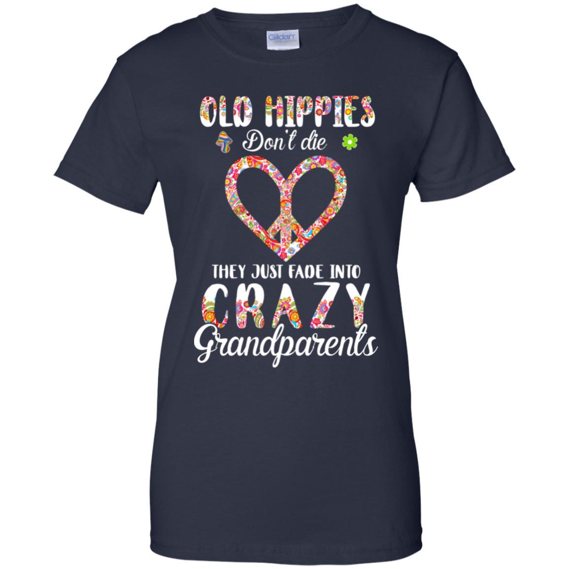 Old Hippies Don't Die They Fade Into Grandparents-T-Shirt & Hoodie-Women's T-Shirt-Navy