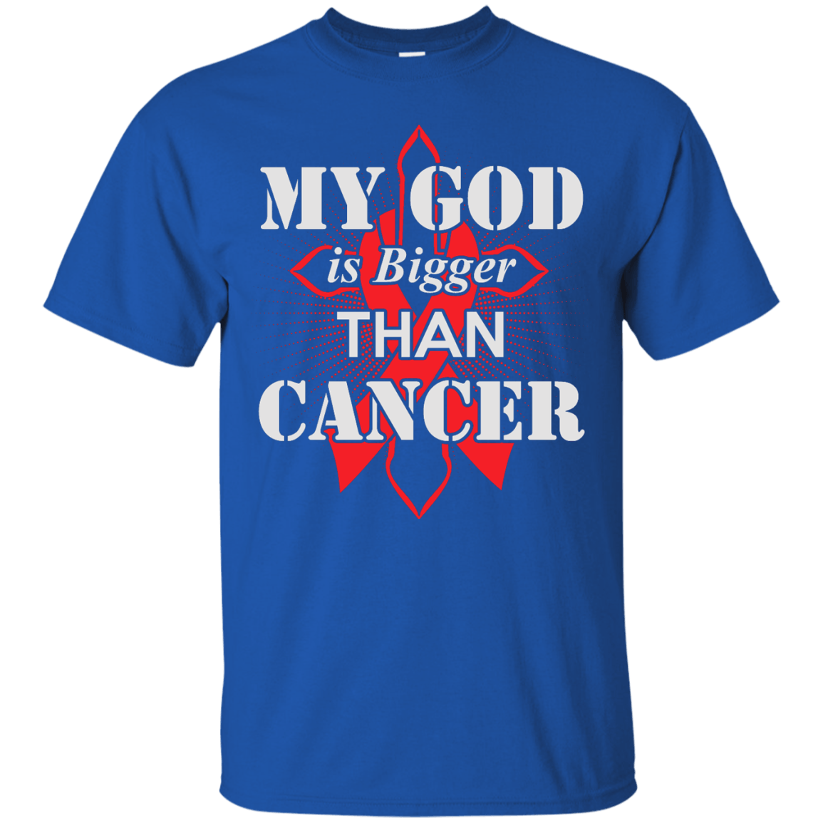 My God Is Bigger Than Cancer Red Awareness Ribbon-T-Shirt & Hoodie-Classic T-Shirt-Royal