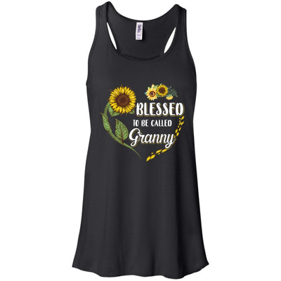 Blessed To Be Called Granny Sunflower Mothers Day Gift-T-Shirt & Tank Top-Women's Flowy Racerback Tank-Black