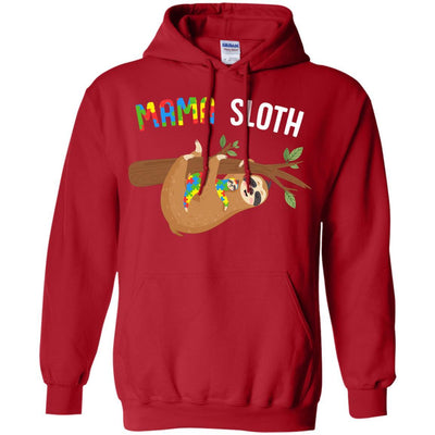 Mama Sloth Autism Awareness Mom Gift-T-Shirt & Hoodie-Pullover Hoodie-Red