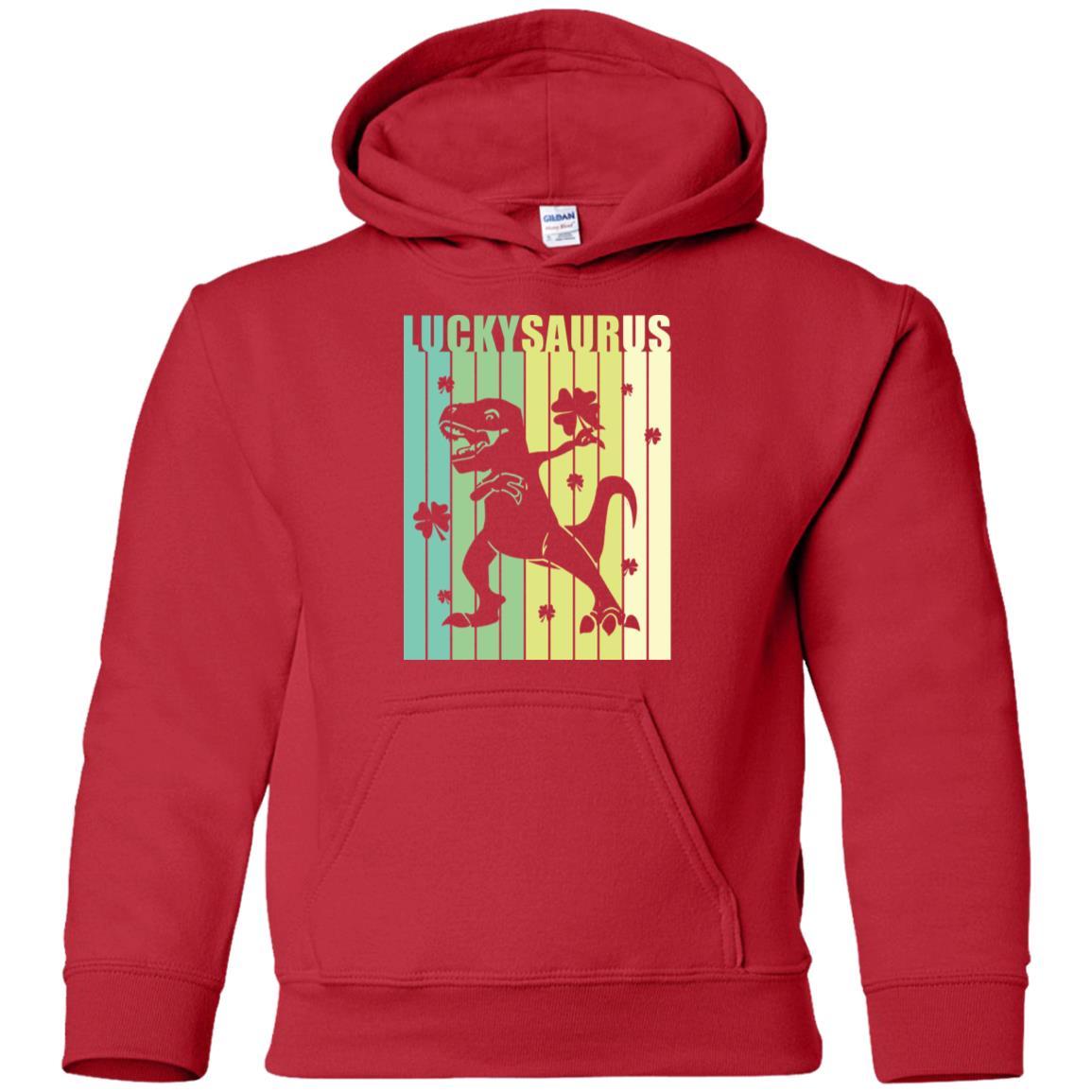 Happy St Pat Rex Day Dinosaur T-Rex Kids Patricks Day Youth-Youth Shirt-Youth Pullover Hoodie-Red