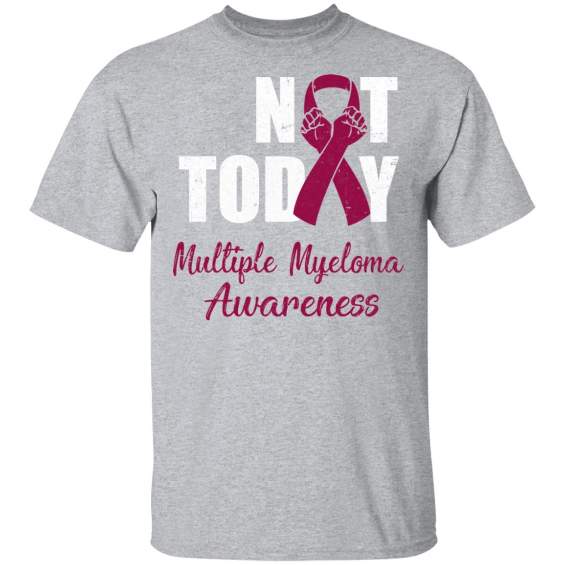 Support Multiple Myeloma Awareness Burgundy Ribbon Not Today-T-Shirt & Hoodie-Classic T-Shirt-Sport Grey